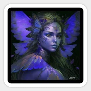 bright dark lady butterfly fairy ecopop art Sticker